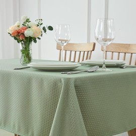 maxmill Weaved Texture Tablecloth Water Resistance Antiwrinkle Spillproof Soft Washable Table Cloth for Dining Room, Buffet Banquet Parties Holiday Dinner, Rectangular 60 x 108 Inch, Sage Green
