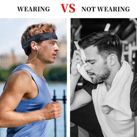 Sports Headband for Men 6 Pieces - High Quality Men's Headband with Breathable, Stretchy Sweat Absorption & 6 Trendy Designs, Ideal for Fitness, Running & Sports