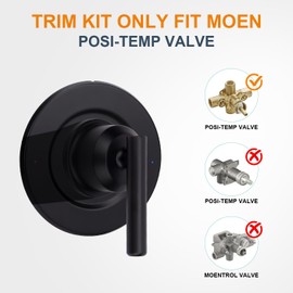 Replacement for Moen T2901BL Gibson Posi-Temp Valve Trim Kit, Moen Black Shower Handle Replacement Parts Shower Lever Handle Shower Trim Kit Compatible with 2510, 2520, 2570, 2590 Valve Required