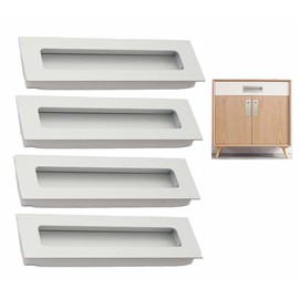 Dreneco 4pcs Aluminium Alloy Recessed Handle Sliding Door Cupboard Wardrobe Flush Pull Hidden Handles (Hole Distance 64mm)
