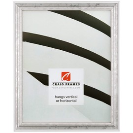 Craig Frames 314WH, Ornate White and Silver Picture Frame, 14 x 22 Inch