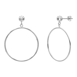 Sea of Ice Sterling Silver Polished Open Round Drop Hoop Earrings 5mm Bead Post Dangle Earrings for Women Girls (30MM, Sterling Silver)