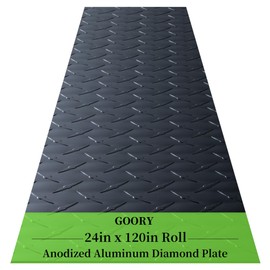 GOORY Black Aluminum Diamond Plate - 24in x 120in Diamond Sheet Metal - Anodized Forged Standard Type Roll Aluminum Tread Plate Sheet - Wall Panel for Cargo Trailer RV (Matte Black 17GA 0.045")
