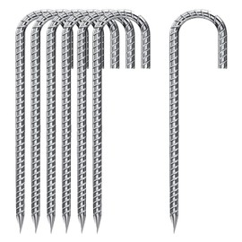 Pack of 6 J Pegs, 30 cm Ground Anchor, Galvanised Ground Anchor, Tent Pegs, for Camping, Tents, Fences, Canopies
