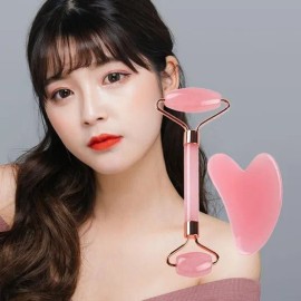 Auteu Korean Beauty Product, Pink Face Roller Heart Gua Sha Set for daily use and gifting, practical imported Auteu Import, and Personal Care