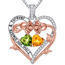 Iefil August November Birthstone Necklace Birthday Gifts for Mom, Anniversary Birthday Gift for Her Women Birthstone Jewelry Peridot Necklace Yellow Citrine Necklace