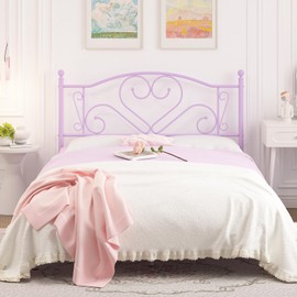 Weehom Full Size Bed Frame with Headboard, Heavy Duty Steel Slat Support Platform Under Bed Storage Space No Box Spring Needed, Purple