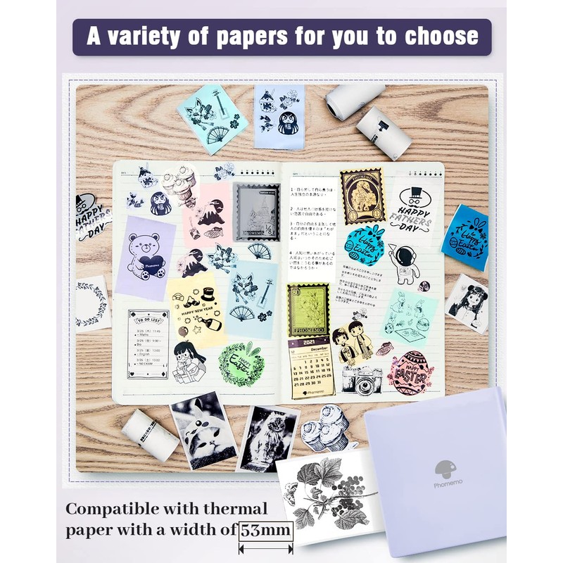 Phomemo M02 Mini Pocket Printer- Mini Bluetooth Portable Wireless Mobile