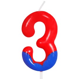 Red Blue Spider 3rd Birthday Candles Number 3 Candle Cake Topper Spider Cartoon Themed Happy 3rd Birthday Cake Decorations for Boys Girls Kids Party Supplies Spider Ornament Décor