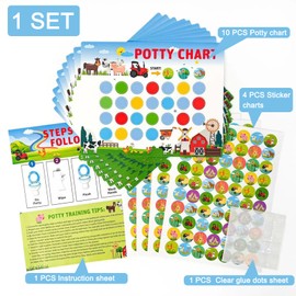Ecotince 10 Sheets Potty Training Chart for Toddlers, Farm Animal Potty Chart with 280pcs Stickers, Fun Motivating Potty Training Rewards Chart for Boys Girls Toilet Training