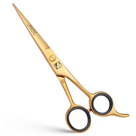 Jimy Professional Hair Scissors 6.5" Stainless Steel Sharp - Smooth Razor Edge Series Shears for Hair Cutting, Hair Cut Scissor for Women & Men and Salon (Gold Barber Scissors)