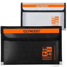 Small Fireproof Money Envelopes for Cash & Documents (8x5", Inside/External Size), 2-Pack Fire proof Bag with Waterproof Zipper, Large and Small Pouch Set (Basic, small-silver+big-black)