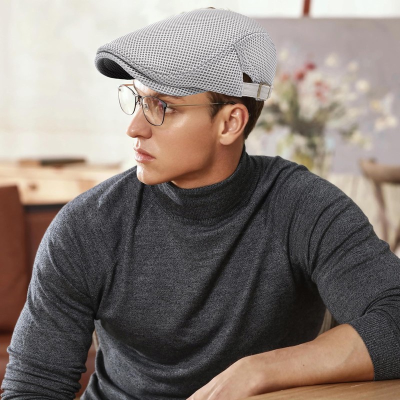 AUNGKWANG Men's Peaked Cap, Unisex Beret Hat, Breathable Mesh, Sun