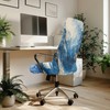 Fiqyvagox Marble Print Blue White Golden All-in-One Office Chair Cover