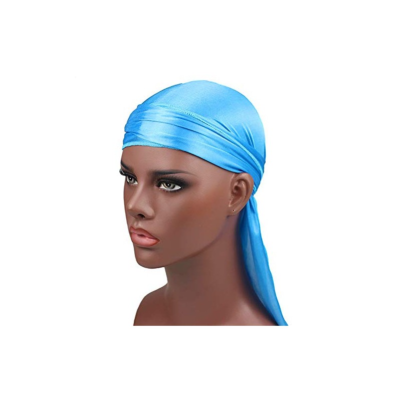 Men Silk Durag Long Straps Bandanas for Men Headwear Waves