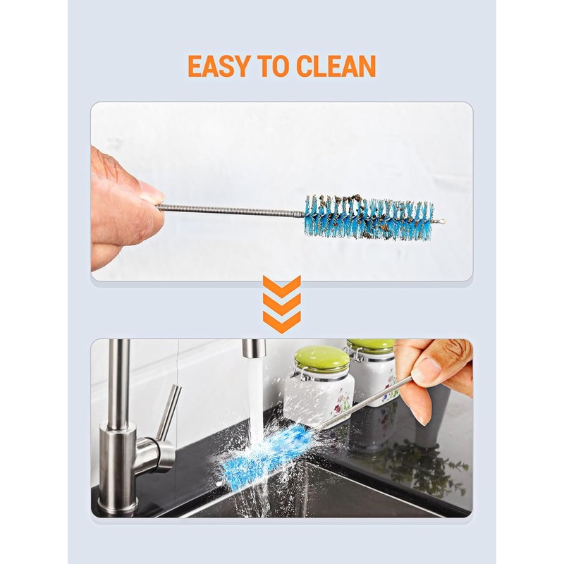 66" Flexible Drain Brush Tool with Large Brush Head and