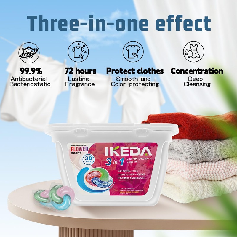 Laundry Detergent Pods Powerful Cleaner 30 count Clothes Cleaning Detergent