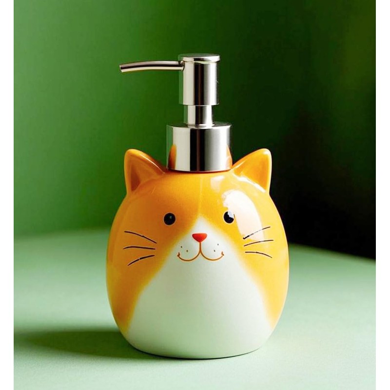 RockTrend Orange Cat Ceramic Soap Bottle Lotion Bottle Soap Dispenser