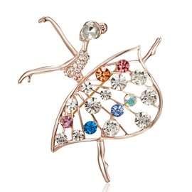 Wendalern Ballet Dancer Brooch Pin Sparkly Rhinestone Dancing Girl Safety Pin Brooch Elegant Crystal Ballerina Brooch Clothing Decor Pin Corsage Badges Accessories Jewelry for Women and Girls