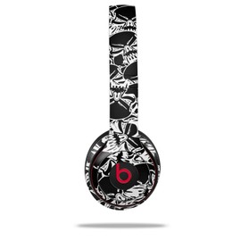 WraptorSkinz Skin Compatible with Beats Solo 4, Solo 3 and Solo 2 Wireless Headphones - Scattered Skulls Black - Decal Vinyl Wrap (Headphones NOT Included)