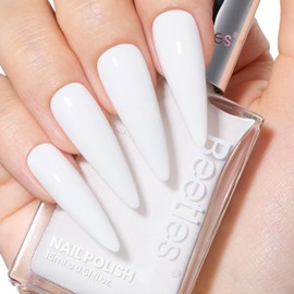 Beetles White Nail Polish-1Pcs 15ml Fast Drying & Long Lasting Nail Polish, White Fantasy Nail Lacquer Art Effect for Nail Salon-Quality Results French Style for Women