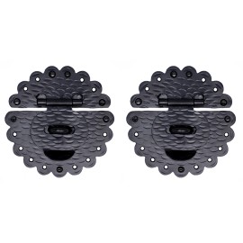 Borderland Rustic Hardware 5.25" Rustic Hasp Latch Lock For Furniture, Chests & Trunks Hammered Iron Forged - Black, 2