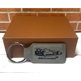 Unbranded Mclaren Keychain, PU Leather Gray and Black Laser Engraved F1 Key Chain