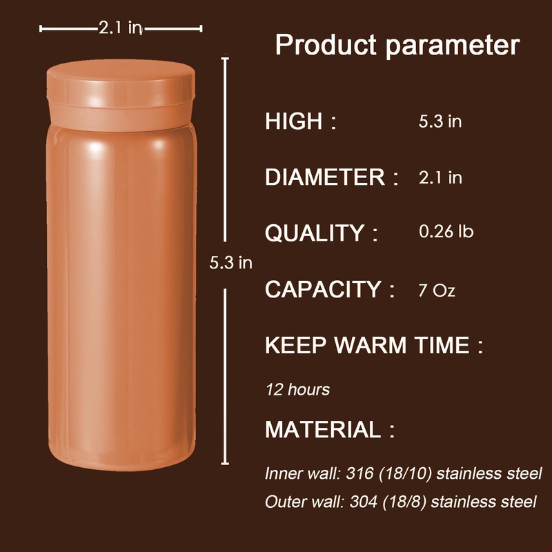 Small Thermos Flasks Stainless Steel - Cute Water Bottle, Vacuum