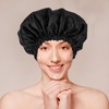 HJZHII Elastic Adjustable Black Bath Cap, Reusable Waterproof Shower Cap