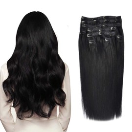 35 cm-55cm Clip-In Hair Extensions, 100 % Remy Real Human Hair Smooth, 10-Piece Set