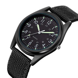 Udaney Fashion Nightlight Mens Women Watch Black Nylon Knitted Sports Leisure Quartz Watch for Army,Nurses,Doctors,Students and Medical Professionals with Second Hand