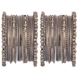 Efulgenz Oxidized Bangles For Women Navratri Oxidised Set Indian Oxidized Jewelry For Navratri Boho Vintage Antique Ethnic Gypsy Costume Indian Oxidized Bracelet Bangles Set Jewelry