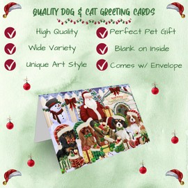 Christmas Dog House Cavalier King Charles Spaniel Dog Note Cards - Adorable Pets Invitation Cards with Envelopes - Pet Artwork Christmas Note Cards (1 Note Card)