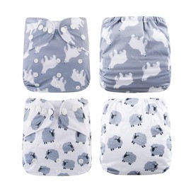 Baby Cloth Diapers One Size Adjustable Washable Reusable for Baby Girls and Boys 2 Pack with 2 Inserts