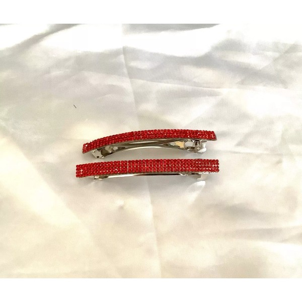 handmade Set of 2 large handmade rhinestone ribbon barrettes..you pick