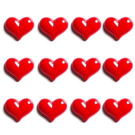 Janvelle 12PCS Heart Fridge Magnets Cute Magnet for Rrefrigerator 1.26 * 0.95 inch Middle Size Red Color Decorative Magnetic Whiteboard Photos Magnet Set