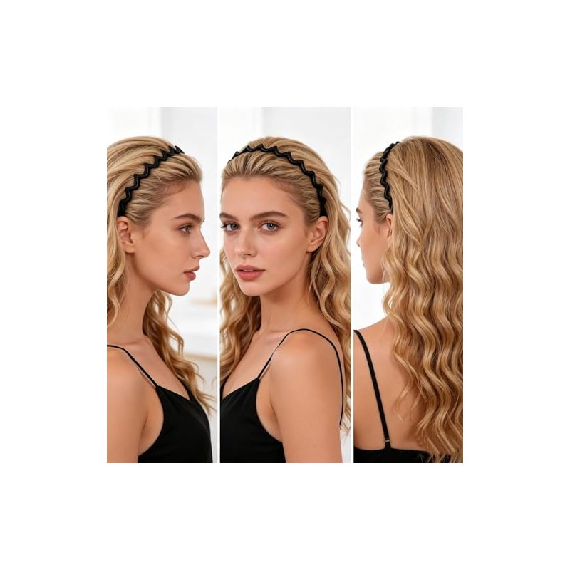 Diademas Zigzag 2 Piezas, Onduladas Antideslizantes Unisex