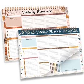 2 Pack Weekly Planner To Do List Pad, Undated Weekly Planner Notebook 52 Tear off Sheets To Do List Notebook, Work Planner with Priorities and Notes Section