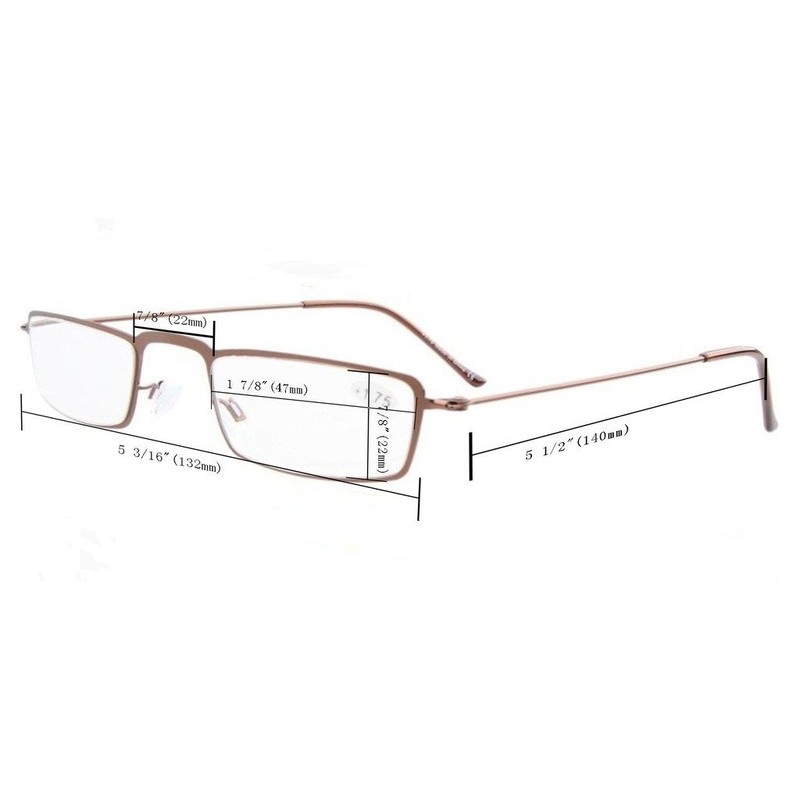 Eyekepper 5-Pack rostfrei Staal Rahmen Halb-AugenStil Lesebrille Leser Gold +1.5