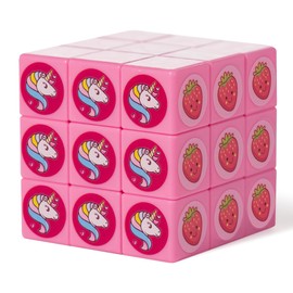 Magic Cube 3x3 for Girls Pink Color and Smooth Stickerless Game Brain for Kids - Educational Smart Fun Puzzle Toy Ideal Gift Birthday The Original Little Unicorn Kawaii Room Desk Decor