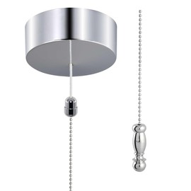 ElekTek ElekTek Premium Bathroom Ceiling Light Pull Cord Switch and Chain Kit with Chain Extension Bundle - Chrome Finial