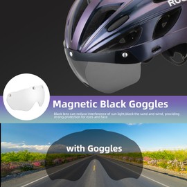 ROCKBROS Bike Helmet for Men Women Cycling Helmet with Removable Goggles & Sun Visor Mountain & Road Bicycle Helmets Adjustable Size Adult Cycling Helmets