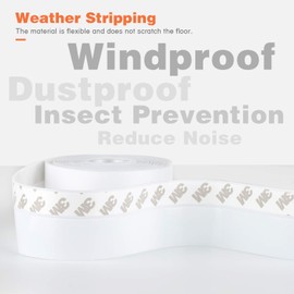 26 Feet Silicone Seal Strip,Door Weather Stripping Door Seal Strip Window Seal Silicone Sealing Tape for Door Draft Stopper Adhesive Tape for Doors Windows and Shower Glass Gaps (White, 45MM)