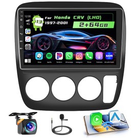 2+64G Hikity for Honda CRV 1997-2001 Android Car Stereo Radio Dash Kit, with Wireless Carplay Android Auto 9'' Touch Screen Radio GPS WiFi Bluetooth Mirror Link SWC Backup Camera