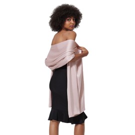 BEAUZSUZSANA Women Satin Silk Shawls and Wraps for Evening Dresses Bridal Bridesmaid Wedding Scarf Lightweight Cover Up (Desert Rose)