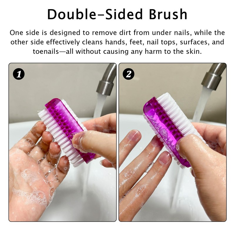 4pcs Nail Brush for Cleaning Fingernails, Multifunction Two Sided Fingernail