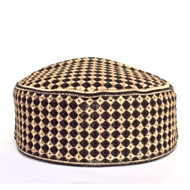 Kufi Men's Unisex Skull Cap Women's Designer Solid Hat with Hand Embroidery Kufi Caps Knitted Beanie Summer Headwear (Golden 61 cm)