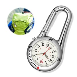 QESSUVNC Clip On FOB Watch, Pocket Carabiner Watch Black Luminous Dial Quartz Watch Safety Clips Climbing Camping Watch for Doctors Nurses Paramedics Chefs Sport Unisex Women Men