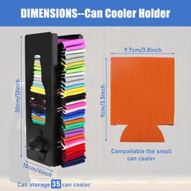 FIONUPI 2 in 1 Metal Can Cooler Holder with Bottle Opener Beer Holder Wall Mounted 12" Beer Can Sleeves Storage Organizer and Dispenser Family Bar Gift for Beer Lovers