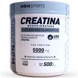MDN SPORTS Creatina Monohidratada 100% | Pura 500g | 100 Servicios | Sin Rellenos | Sin Sabor